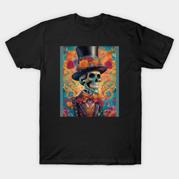 Dapper Skeleton Elegance: Day of the Dead Celebration T-Shirt by ImaginativeInkPOD